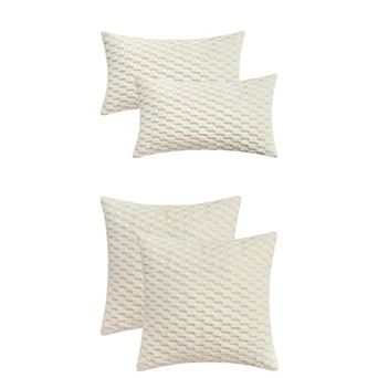 4 pc Soft Decorative Throw Pillow Covers Fuzzy Plush Cushion Cover 12x20&18x18 Inch