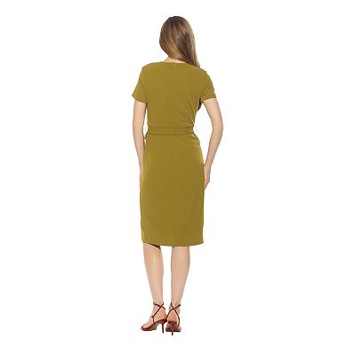 Women's ALEXIA ADMOR Crewneck Short Sleeve Midi Dress With Tie