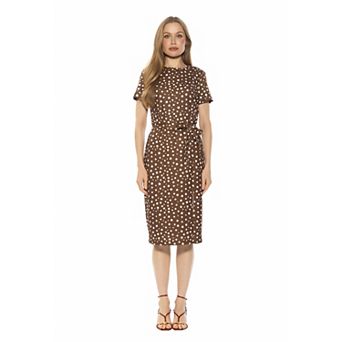 Women's ALEXIA ADMOR Crewneck Short Sleeve Midi Dress With Tie