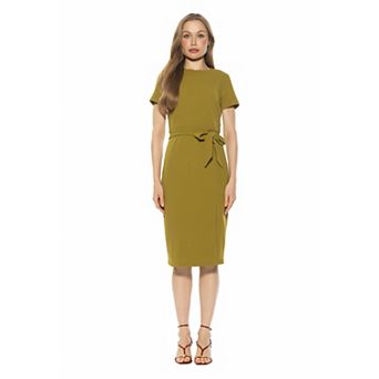 Women's ALEXIA ADMOR Crewneck Short Sleeve Midi Dress With Tie