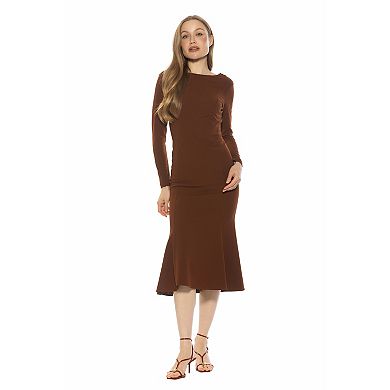 Women's ALEXIA ADMOR Boatneck Midi Flared Dress