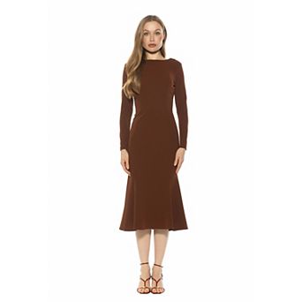 Women's ALEXIA ADMOR Boatneck Midi Flared Dress