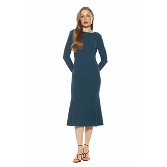 Women's ALEXIA ADMOR Boatneck Midi Flared Dress