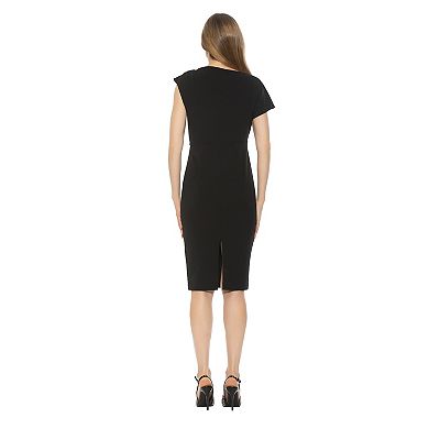 Women's ALEXIA ADMOR Asymmetrical Draped Midi Sheath Dress