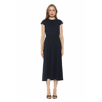 Women's ALEXIA ADMOR Cap Sleeve Fit & Flare Midi Dress