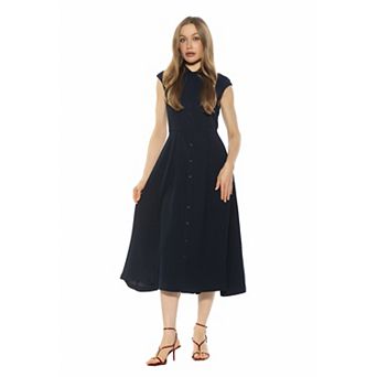 Women's ALEXIA ADMOR Collared Button Down Midi Dress