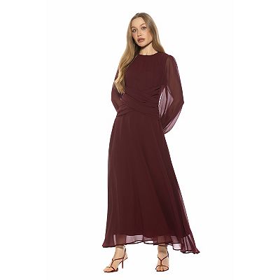 alexia admor dress Women's Mika Mockneck Draped Sheath Dress, NAVY Blue, XS Polyester/Spandex Sorrel Crewneck Bubble Sleeve Maxi