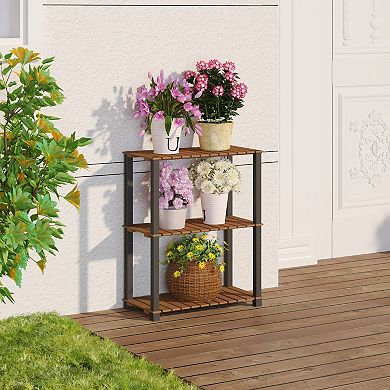 Furinno 23.6" x 11.8" x 29.5" 3-Tier Patio Display Shelf Plant Stand