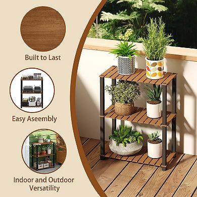 Furinno 23.6" x 11.8" x 29.5" 3-Tier Patio Display Shelf Plant Stand