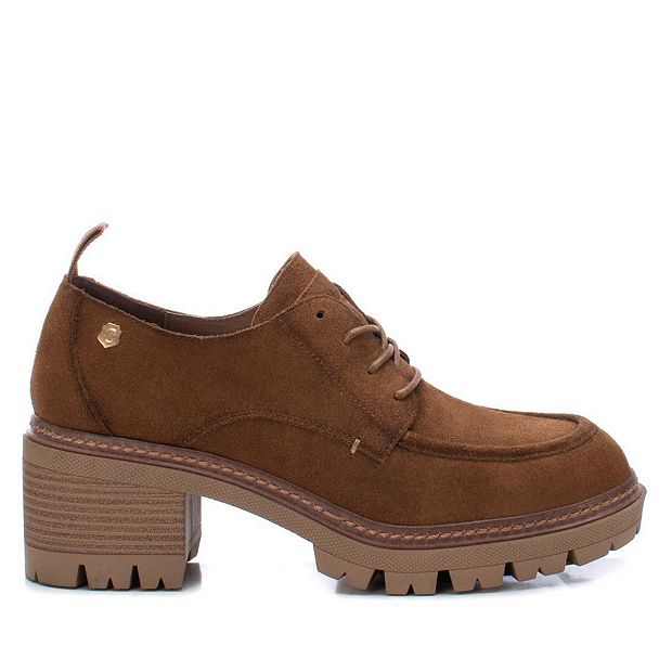 Carmela Collection, Women's Suede Heeled Oxfords 161133 - Camel, 5.5