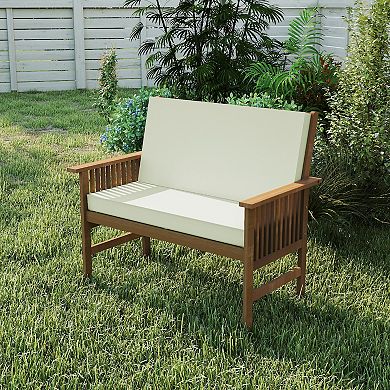 Furinno Patio Outdoor Bench with Cushion Treated with Teak Oil, Full Back Cushion