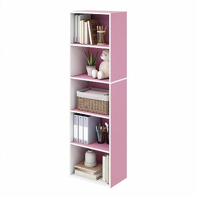 Furinno 5-Tier 52" Engineered Wood Bookcase, Storage Bookshelf for Study Office