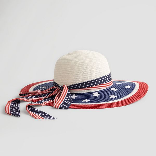Women's Collection XIIX Americana Straw Floppy Hat With Ribbon