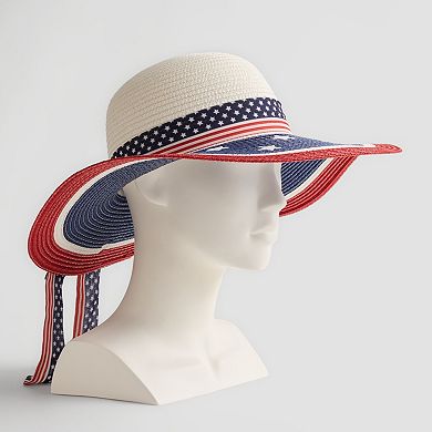 Women's Collection XIIX Americana Straw Floppy Hat With Ribbon