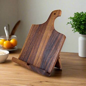Kalmar Home Solid Acacia Wood Cookbook/Tablet Holder Measures 14" x 9"