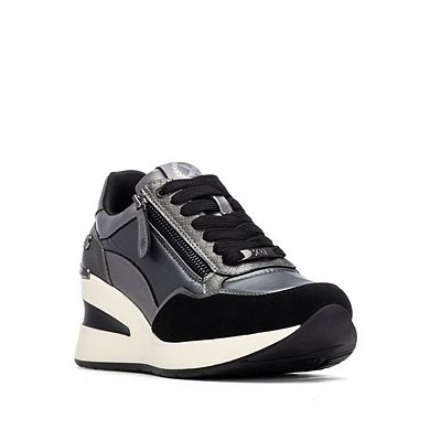 XTI Women's Side Zipper Wedge Sneakers 144382