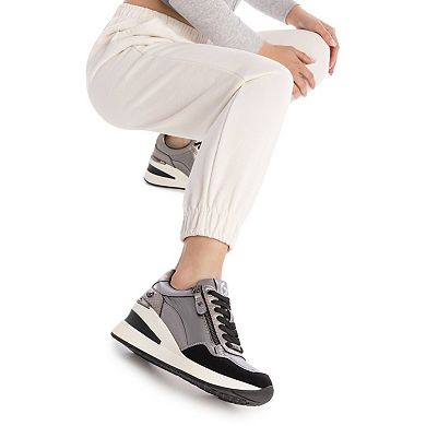XTI Women's Side Zipper Wedge Sneakers 144382