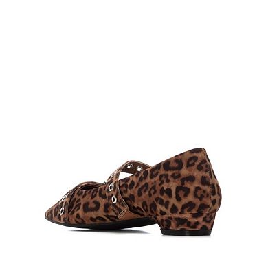 XTI Women's Pointed Toe Mary Jane Ballet Flats 144266