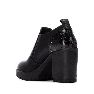 Refresh Women's Casual Side Zipper Heeled Moccasins 173201