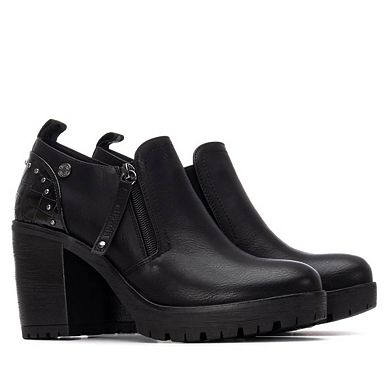 Refresh Women's Casual Side Zipper Heeled Moccasins 173201