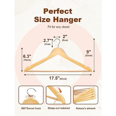 HOUSE DAY Premium Coat & Suit Heavy Duty Wooden Hangers 20 Pack