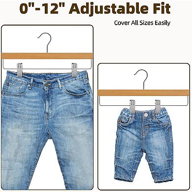 HOUSE DAY Premium Solid Lotus Wood Hangers for Pants & Skirts with Adjustable Clips 25 Pack