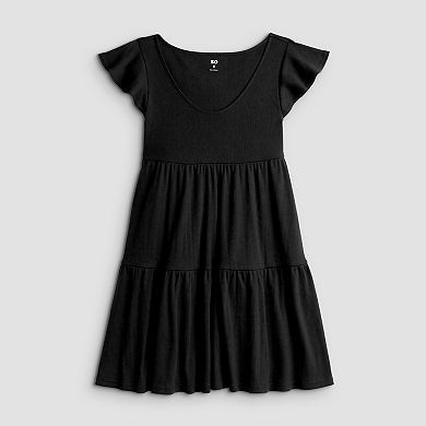 Juniors' SO® Easy Flutter Sleeve Solid Babydoll Dress