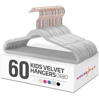 HOUSE DAY 14 Inch Kids Velvet Hangers 60 Pack