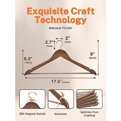 HOUSE DAY Premium Coat & Suit Heavy Duty Wooden Hangers 20 Pack