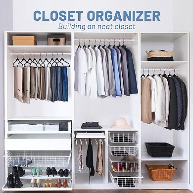 HOUSE DAY 17.5 Inch Black Hook Velvet Hangers 60 Pack