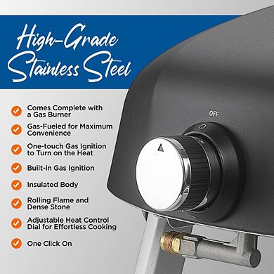 NutriChef Portable Outdoor Pizza Oven - Gas-Fired Fire & Stone Pizza Oven with Foldable Feet