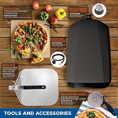 NutriChef Portable Outdoor Pizza Oven - Gas-Fired Fire & Stone Pizza Oven with Foldable Feet