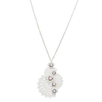 Simply Vera Vera Wang Red Tone Flower Filigree Large Pendant Necklace