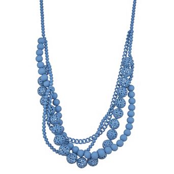 Simply Vera Vera Wang Red Tone Beaded Filigree Statement Frontal Necklace