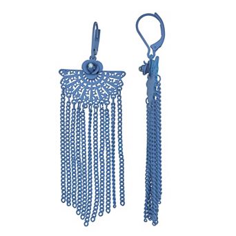 Simply Vera Vera Wang Red Tone Leverback Flower Fringe Drop Earrings