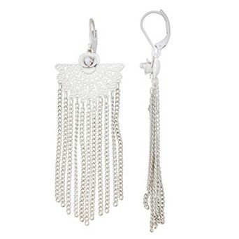 Simply Vera Vera Wang Red Tone Leverback Flower Fringe Drop Earrings