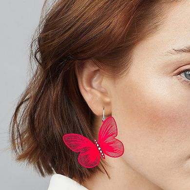 Simply Vera Vera Wang Red Tone Butterfly Drop Leverback Earrings