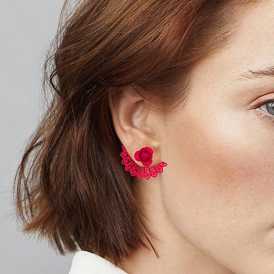 Simply Vera Vera Wang Red Tone Filigree Flower Floater Earrings