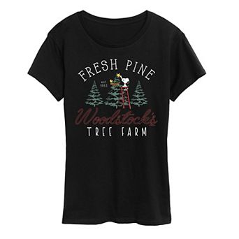 Women's Peanuts Woodstock's Tree Farm Graphic Tee