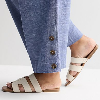 Plus Size Croft & Barrow® Button Hem Pull-On Crop Pants