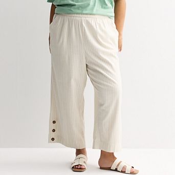 Plus Size Croft & Barrow® Button Hem Pull-On Crop Pants