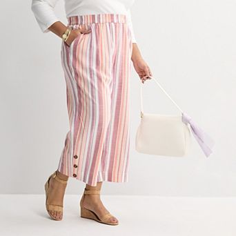Plus Size Croft & Barrow® Button Hem Pull-On Crop Pants