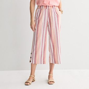 Women's Croft & Barrow® Button Hem Pull-On Crop Pants
