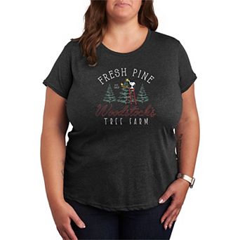 Plus Size Peanuts Woodstock's Fresh Pine Tree Farm Graphic Tee