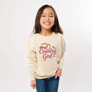 Country Girl Hat Puff Print - Youth Graphic Sweatshirt