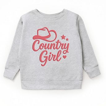 Country Girl Hat Puff Print - Youth Graphic Sweatshirt