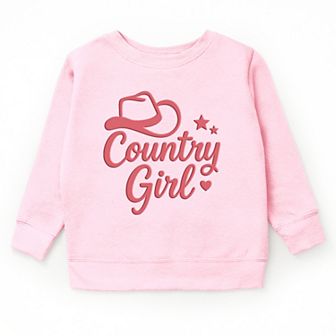 Country Girl Hat Puff Print - Youth Graphic Sweatshirt