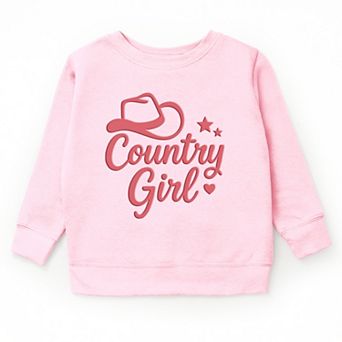 Country Girl Hat Puff Print - Youth Graphic Sweatshirt