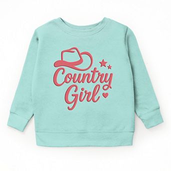 Country Girl Hat Puff Print - Youth Graphic Sweatshirt