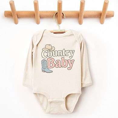 Country Baby Outline Pastel - Baby Long Sleeve Bodysuit